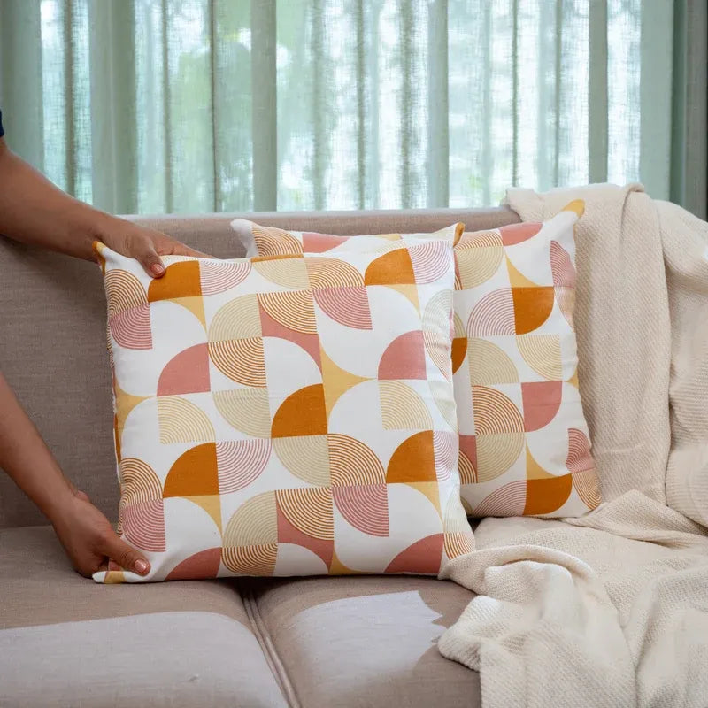 Oak & Lily Rust Abstract Cotton Cushion Cover | 100% Pure Cotton | Soft, Durable & Washable | European Quality