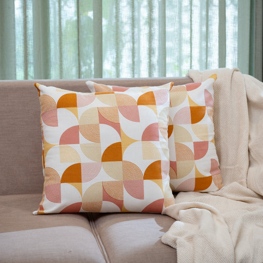 Oak & Lily Rust Abstract Cotton Cushion Cover | 100% Pure Cotton | Soft, Durable & Washable | European Quality