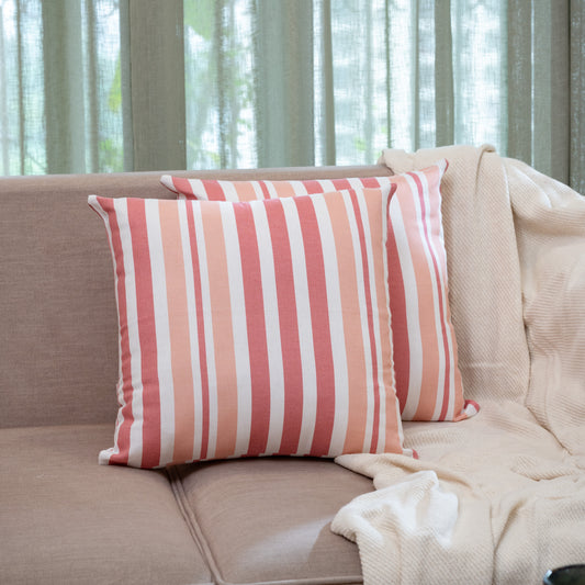 Oak & Lily Pink Stripe Cotton Cushion Cover | 100% Pure Cotton | Washable | Elegant & Soft | Premium European Quality