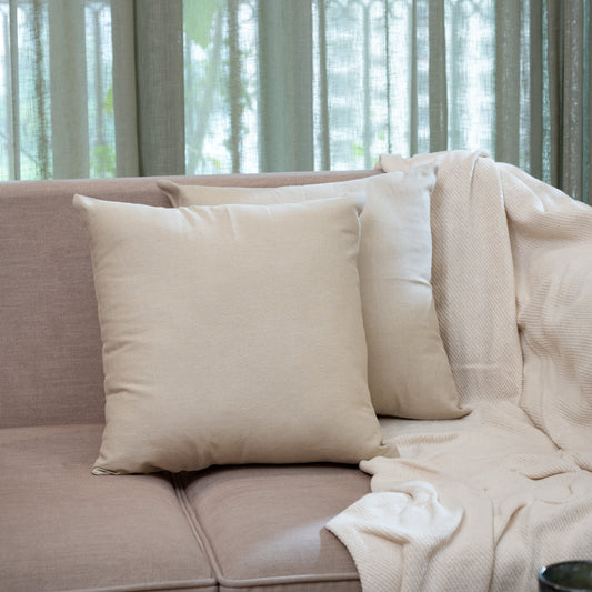 Oak & Lily Plain Beige Cotton Cushion Cover | 100% Pure Cotton | Soft, Elegant & Washable | Premium European Quality