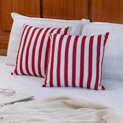 Oak & Lily Red Stripe Cotton Cushion Cover | 100% Pure Cotton | Bold & Washable | Premium European Quality