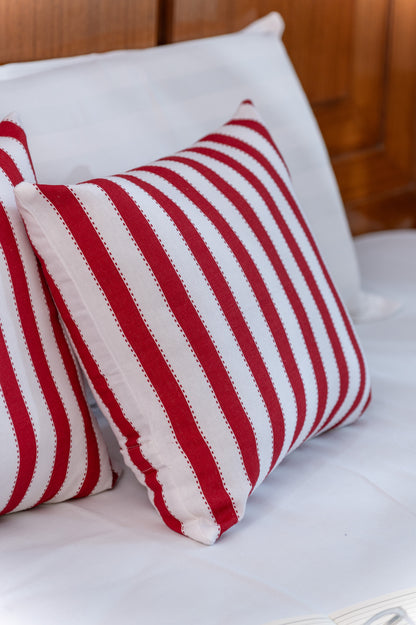 Oak & Lily Red Stripe Cotton Cushion Cover | 100% Pure Cotton | Bold & Washable | Premium European Quality