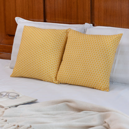 Oak & Lily Yellow Check Cotton Cushion Cover |  100% Pure Cotton | Soft, Bright & Washable | Premium European Quality