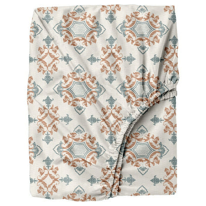 Oak & Lily King Size Bedsheet – Paradise Charm Orange & Blue | 210 TC | 100% Cotton | 2 Pillow Covers | Soft, Washable, Premium European Quality