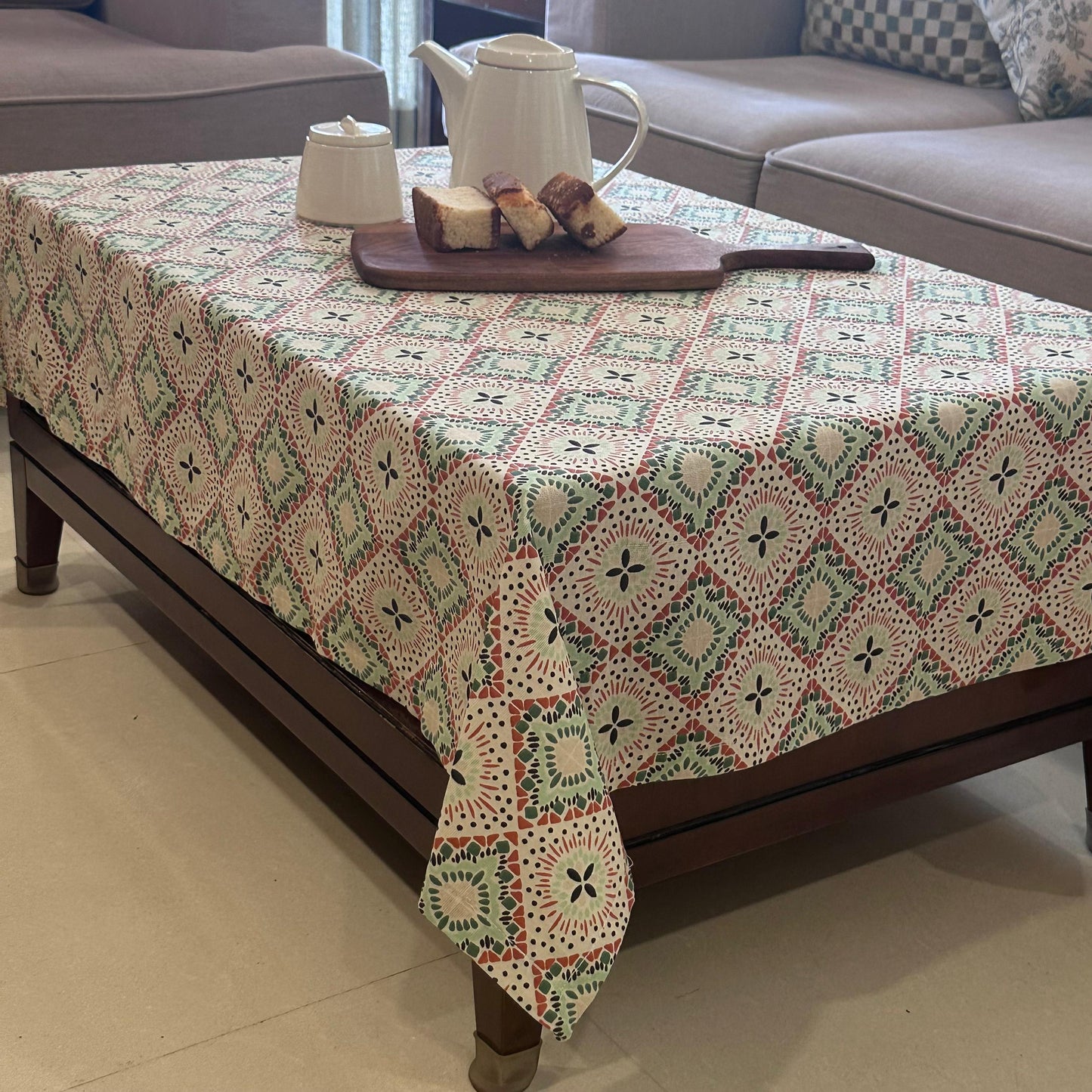 Oak & Lily Table Cloth – Multicolour Ethnic Print | 100% Cotton | Anti-Slip | Premium European Quality