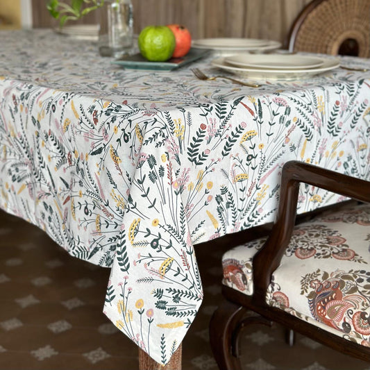 Oak & Lily Table Cloth – Colourful Multi Floral Print | 100% Cotton | Anti-Slip | Premium European Quality