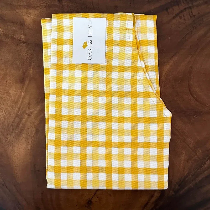 Yellow Check Print Apron