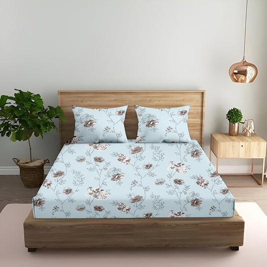 Oak & Lily King Size Bedsheet in Floral Whim Print | 210 TC | 100% Cotton | Premium European Quality | Soft, Breathable & Washable