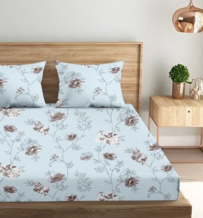 Oak & Lily King Size Bedsheet in Floral Whim Print | 210 TC | 100% Cotton | Premium European Quality | Soft, Breathable & Washable