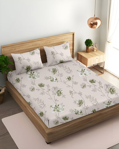 Oak & Lily King Size Bedsheet in Floral Whim Print | 210 TC | 100% Cotton | Premium European Quality | Soft, Breathable & Washable