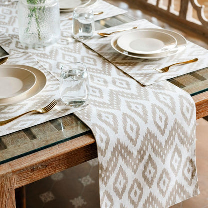 Oak & Lily Beige & Ivory Ikat Print