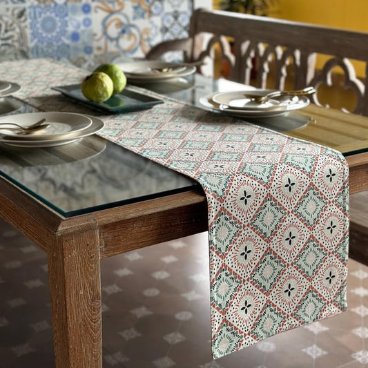 Oak & Lily Centre Table Runner – Multicolour Ethnic Print | 100% Cotton | Premium European Quality