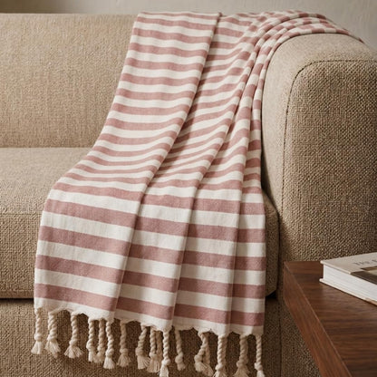 Oak & Lily 100% Cotton Sofa Throw Blanket (50x60 Inches) – Soft & Breathable Decorative Throw | Lightweight for Sofa, Bed & Travel