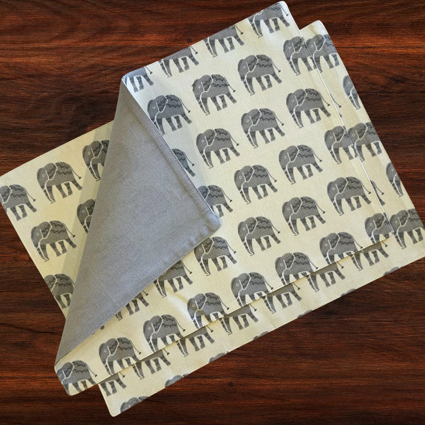 Oak & Lily Placemats – Elephant Print | 100% Cotton | Heat Resistant | Premium European Quality