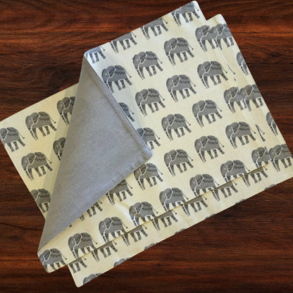 Oak & Lily Placemats – Elephant Print | 100% Cotton | Heat Resistant | Premium European Quality