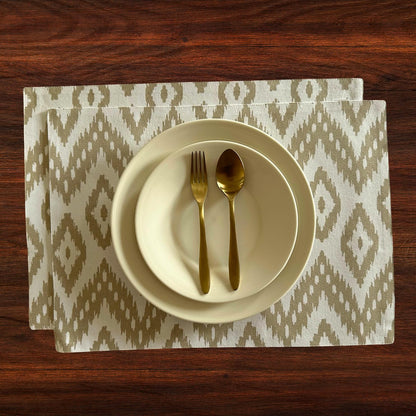 Oak & Lily Placemats – Ikat Print | 100% Cotton | Heat Resistant | Premium European Quality