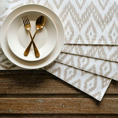 Oak & Lily Beige & Ivory Ikat Print