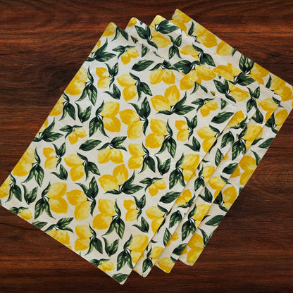 Oak & Lily Placemats – Lemon Yellow Print | 100% Cotton | Heat Resistant | Premium European Quality
