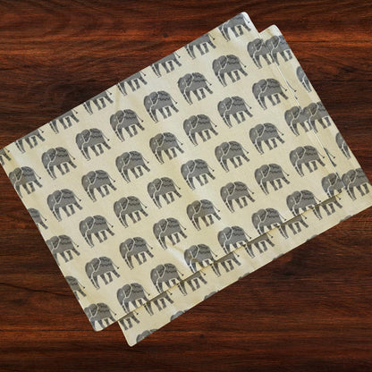 Oak & Lily Placemats – Elephant Print | 100% Cotton | Heat Resistant | Premium European Quality