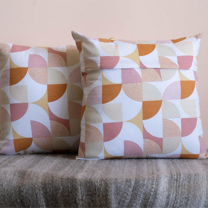 Oak & Lily Rust Abstract Cotton Cushion Cover | 100% Pure Cotton | Soft, Durable & Washable | European Quality