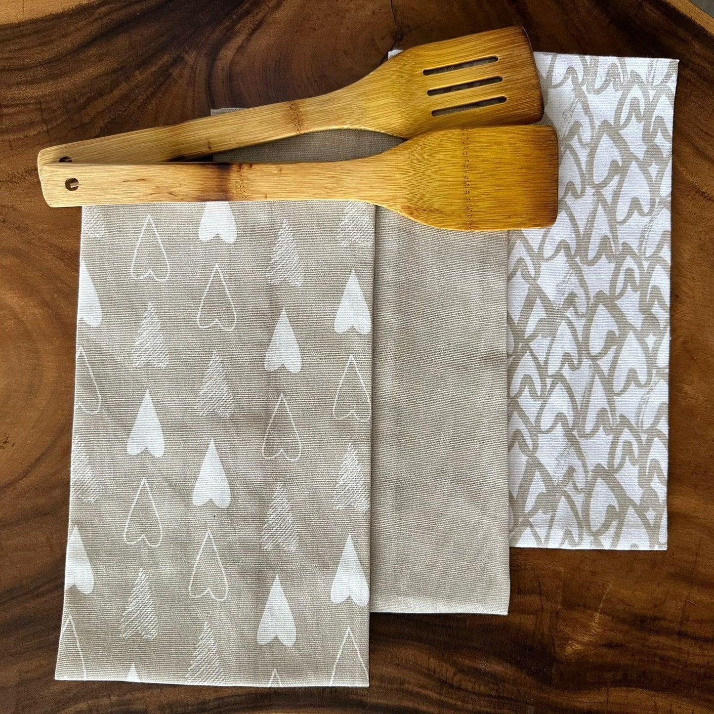 Oak & Lily Kitchen Towels – Ivory Beige | Set of 3 | 100% Cotton | European Quality | Super Absorbent & Anti-Bacterial