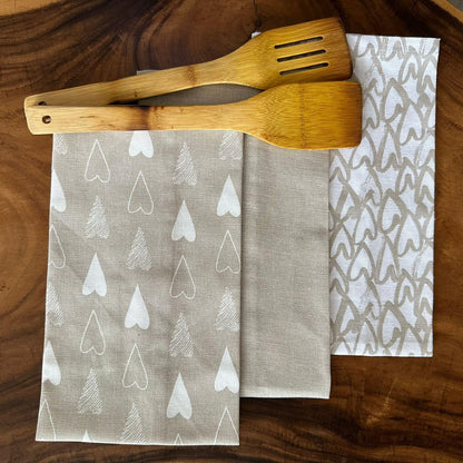 Oak & Lily Kitchen Towels – Ivory Beige | Set of 3 | 100% Cotton | European Quality | Super Absorbent & Anti-Bacterial
