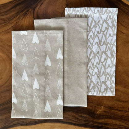 Oak & Lily Kitchen Towels – Ivory Beige | Set of 3 | 100% Cotton | European Quality | Super Absorbent & Anti-Bacterial