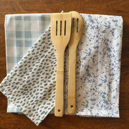 Oak & Lily Kitchen Towels – Blue Stone & Abstract Prints | Set of 3 | 100% Cotton | Super Absorbent | Premium Quality