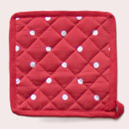 Oak & Lily Pot Holders – Red & White Polka Dot | Set of 2 | 100% Cotton | Heat Resistant | European Quality