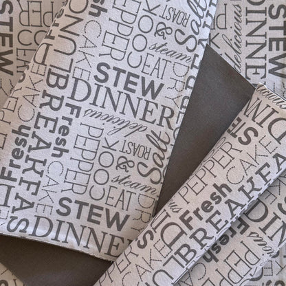 Oak & Lily Placemats – White & Grey Letter Print | 100% Cotton | Heat Resistant | Premium European Quality