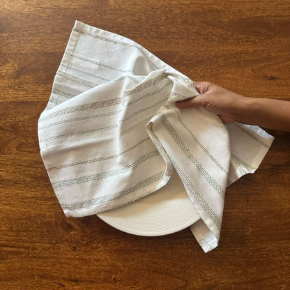 Oak & Lily Kitchen Towels – Green Duck, Stripes & Check Prints | Set of 3 | 100% Cotton | Super Absorbent | Premium Quality