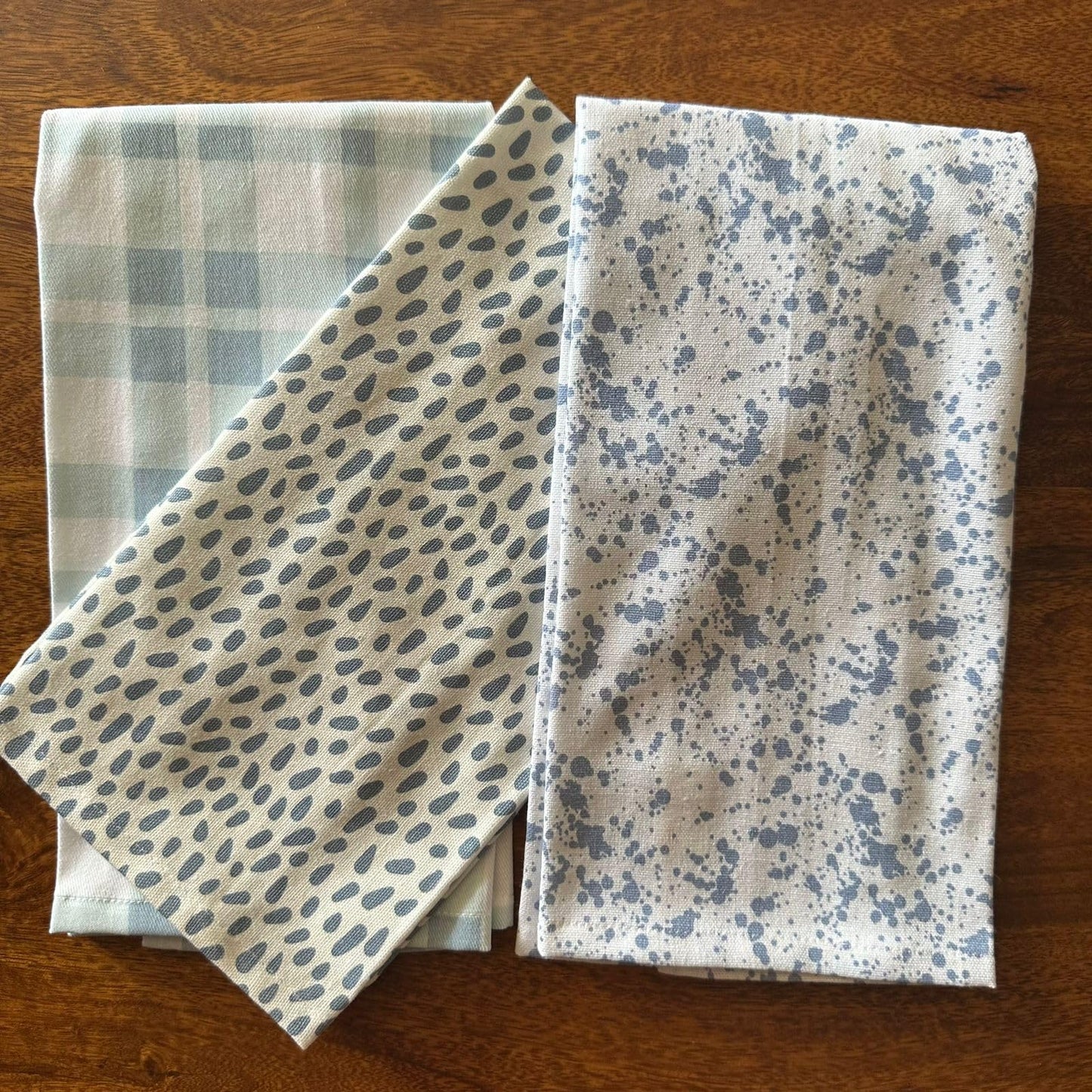 Oak & Lily Kitchen Towels – Blue Stone & Abstract Prints | Set of 3 | 100% Cotton | Super Absorbent | Premium Quality