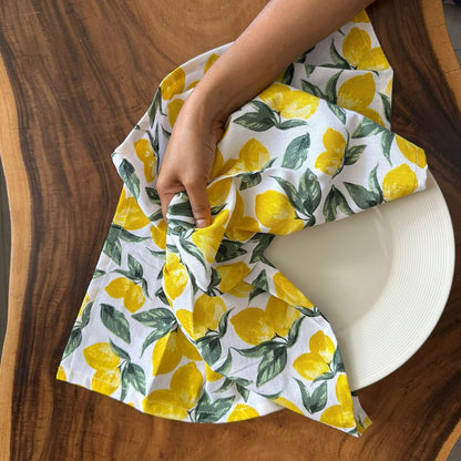 Oak & Lily Kitchen Towels – Yellow Honeycomb, Lemon & Checks | Set of 6 | 100% Cotton | Super Absorbent | Premium Quality