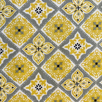 Oak & Lily Placemats – Yellow Grey Ethnic Print | 100% Cotton | Heat Resistant | Premium European Quality