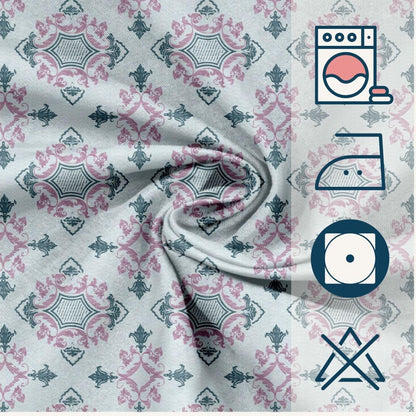 Oak & Lily King Size Bedsheet – Paradise Charm Blue & Pink | 210 TC | 100% Cotton | 2 Pillow Covers | Soft, Breathable, European Quality
