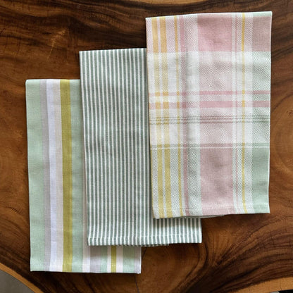 Oak & Lily Kitchen Towels – Multicolour Geometric Patterns | Set of 3 | 100% Cotton | European Quality | Super Absorbent & Anti-Bacterial