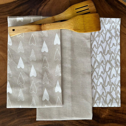 Oak & Lily Kitchen Towels – Ivory Beige | Set of 3 | 100% Cotton | European Quality | Super Absorbent & Anti-Bacterial