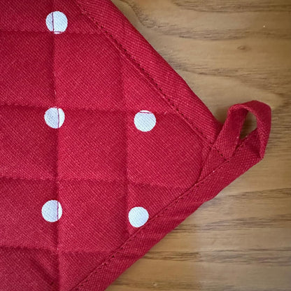 Oak & Lily Pot Holders – Red & White Polka Dot | Set of 2 | 100% Cotton | Heat Resistant | European Quality