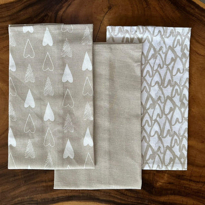 Oak & Lily Kitchen Towels – Ivory Beige | Set of 3 | 100% Cotton | European Quality | Super Absorbent & Anti-Bacterial