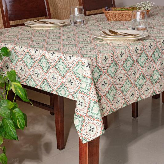 Oak & Lily Table Cloth – Multicolour Ethnic Print | 100% Cotton | Anti-Slip | Premium European Quality